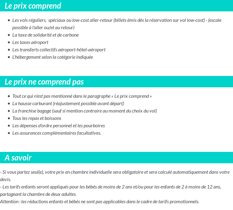 Conditions tarifaires