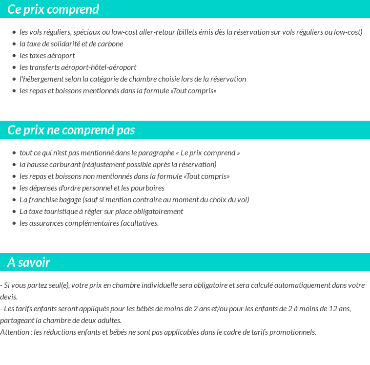 Conditions tarifaires