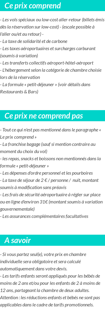 Conditions tarifaires