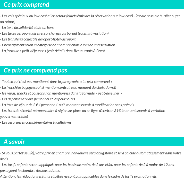 Conditions tarifaires
