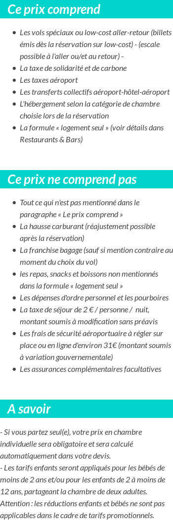 Conditions tarifaires