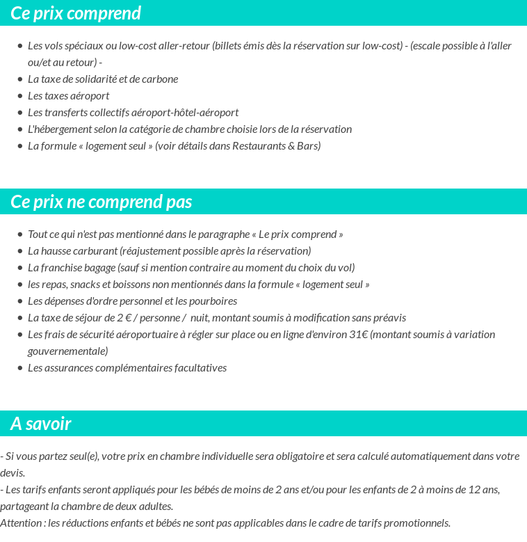 Conditions tarifaires