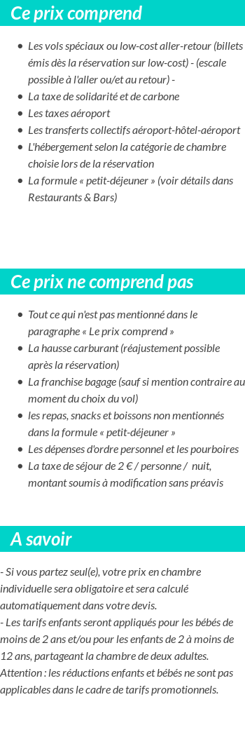 Conditions tarifaires