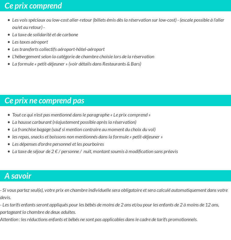 Conditions tarifaires