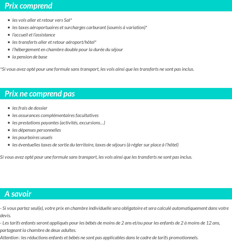 Conditions tarifaires