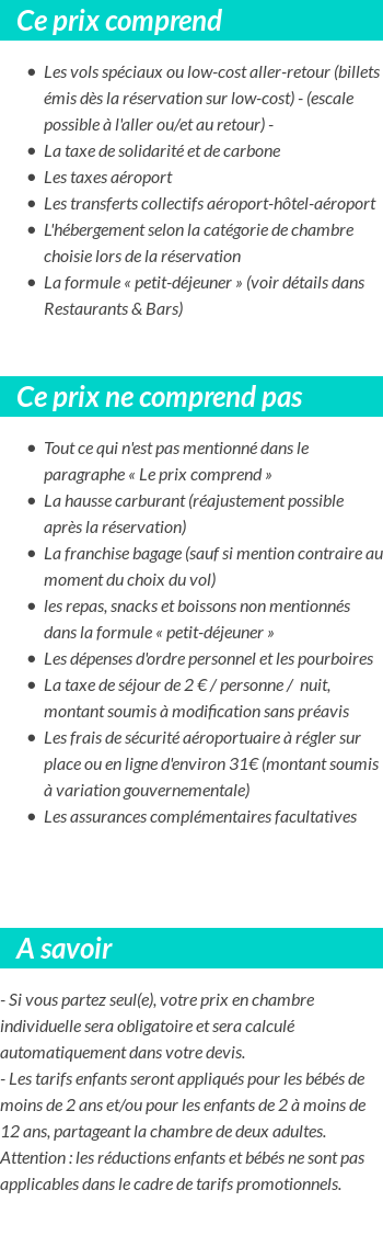 Conditions tarifaires