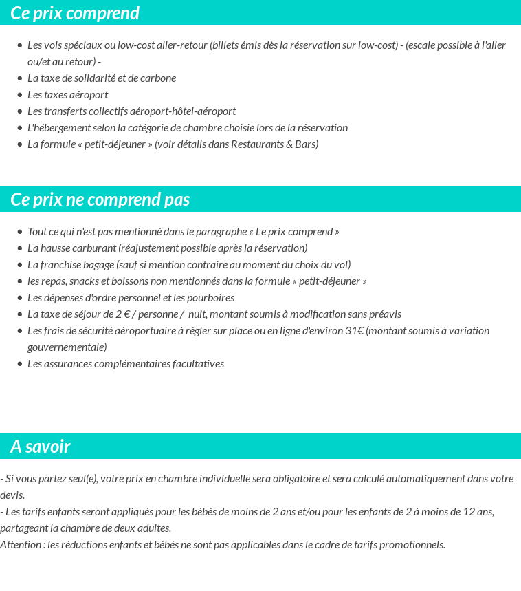 Conditions tarifaires