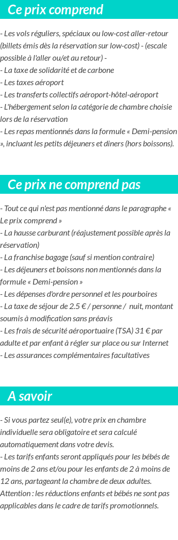 Conditions tarifaires