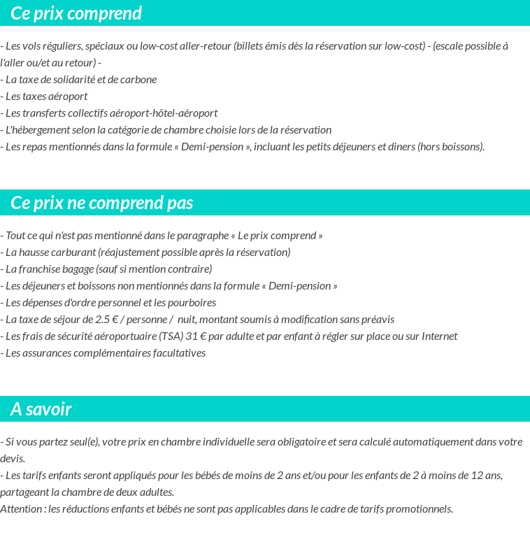 Conditions tarifaires
