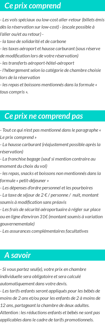 Conditions tarifaires