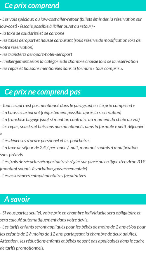 Conditions tarifaires