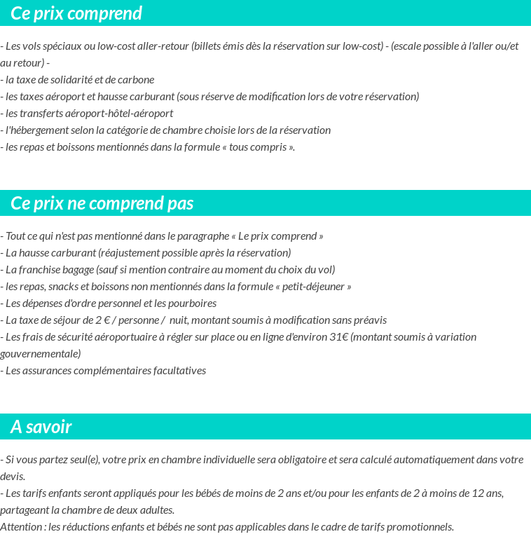 Conditions tarifaires