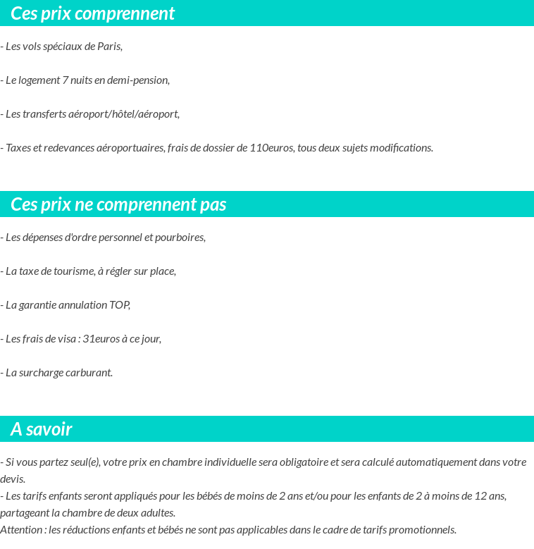 Conditions tarifaires