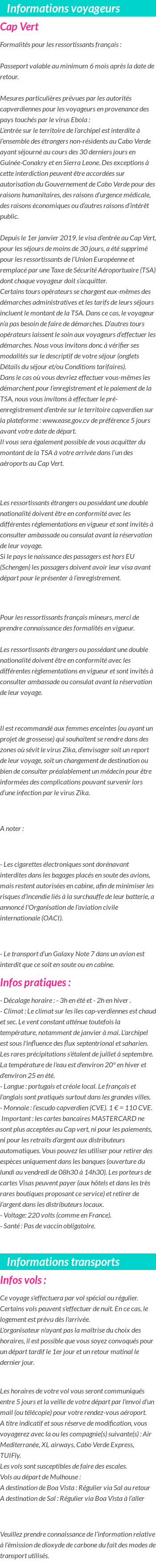 Formalités et infos voyageurs