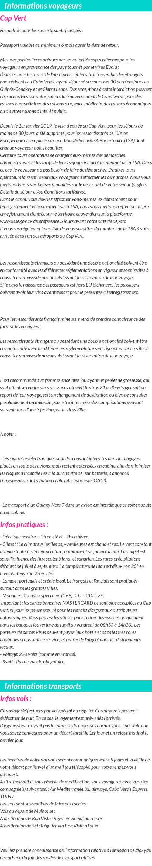 Formalités et infos voyageurs