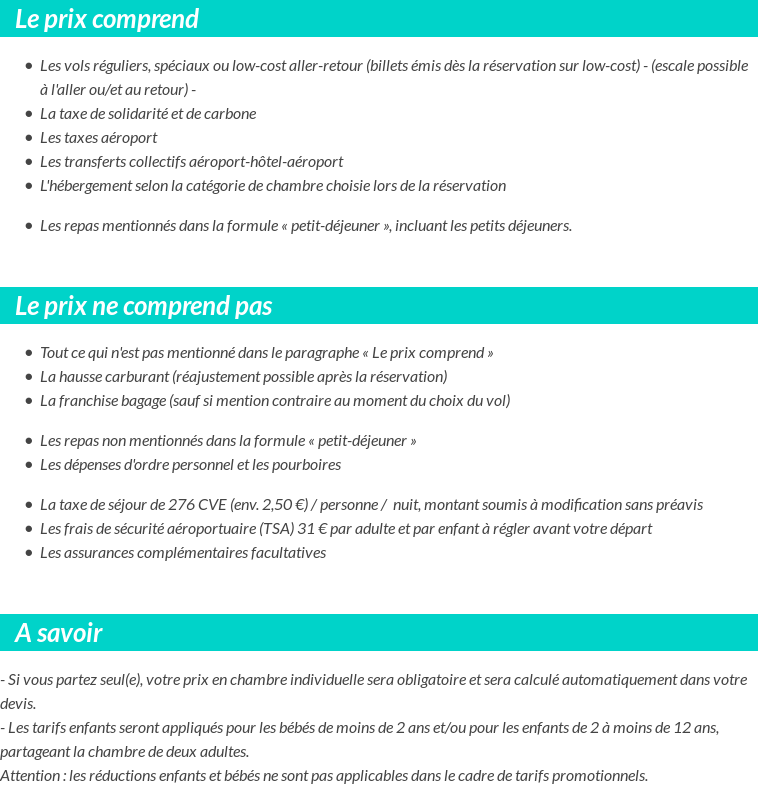 Conditions tarifaires