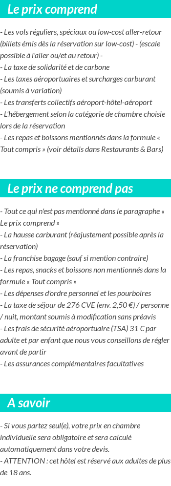 Conditions tarifaires