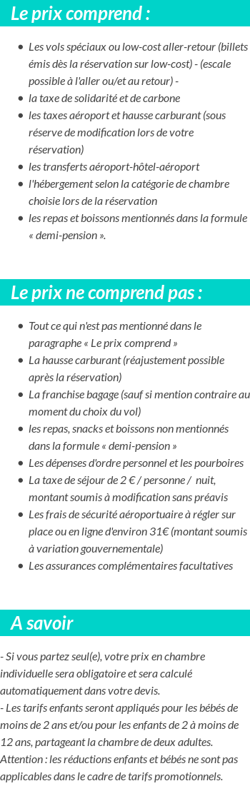 Conditions tarifaires