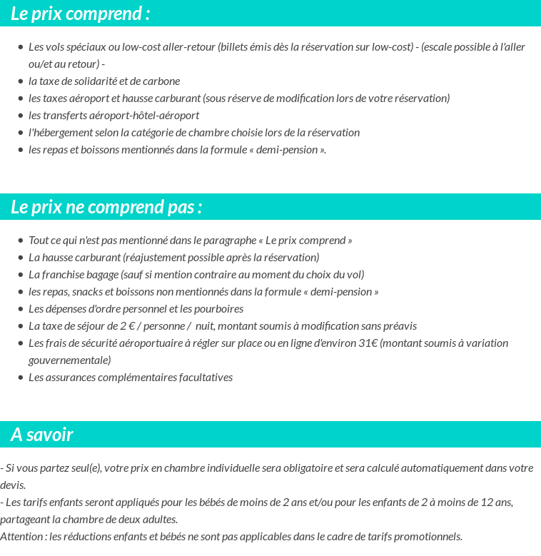 Conditions tarifaires