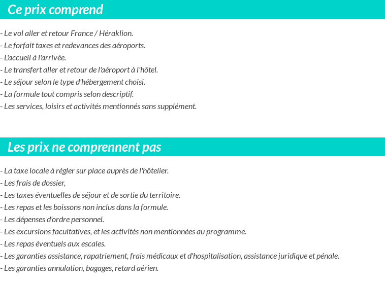 Conditions tarifaires