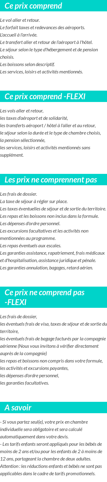 Conditions tarifaires