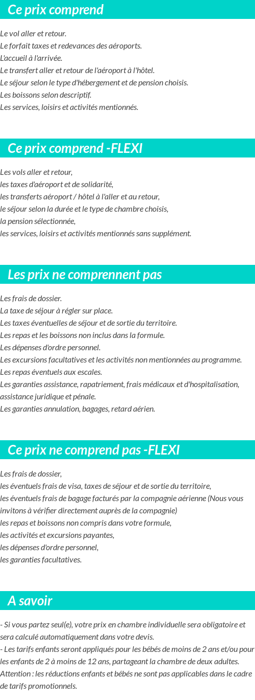 Conditions tarifaires