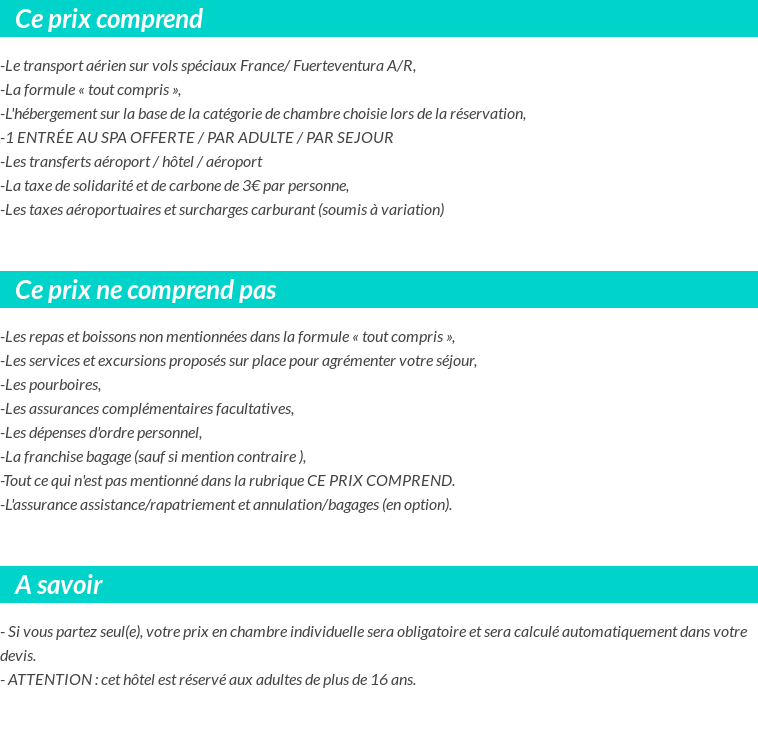 Conditions tarifaires