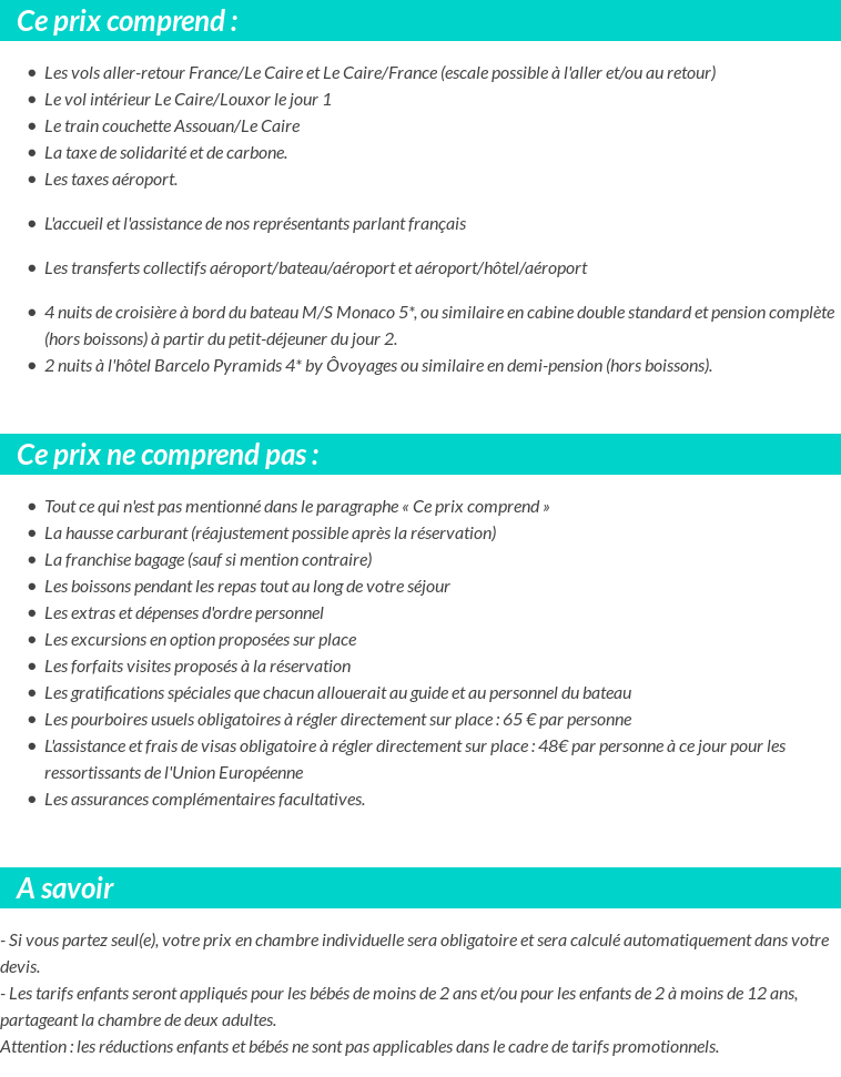 Conditions tarifaires