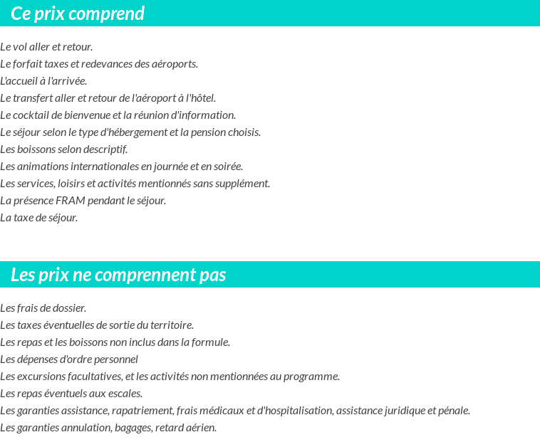 Conditions tarifaires