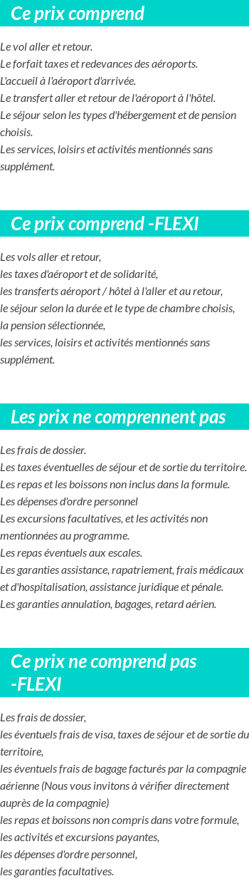 Conditions tarifaires