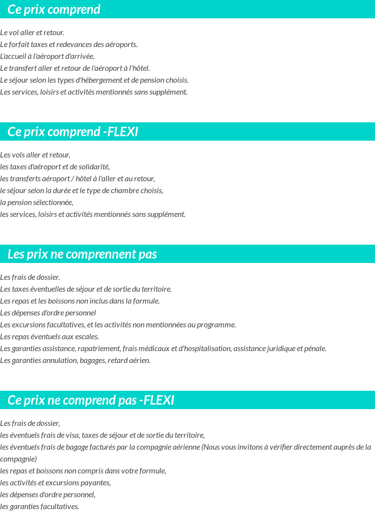 Conditions tarifaires