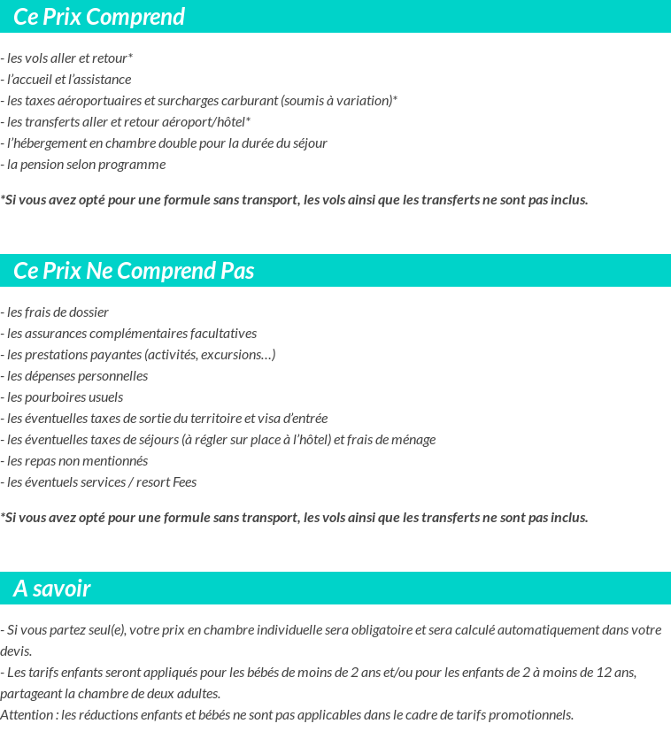 Conditions tarifaires