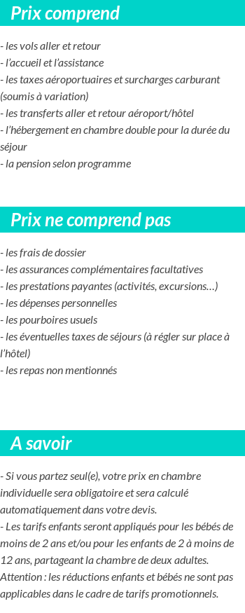 Conditions tarifaires