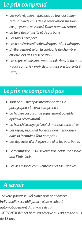 Conditions tarifaires