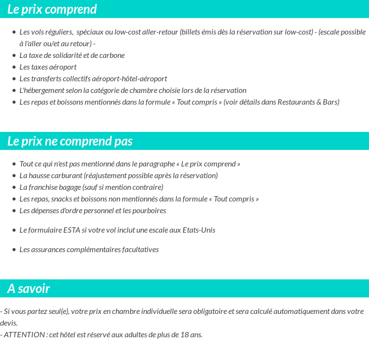 Conditions tarifaires