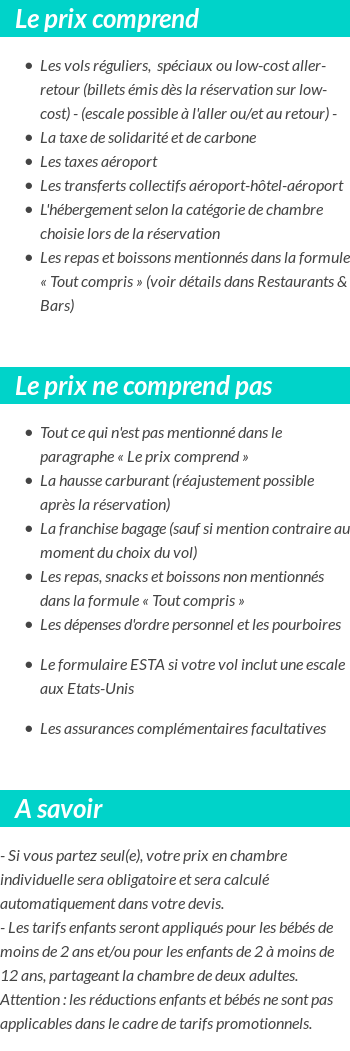 Conditions tarifaires