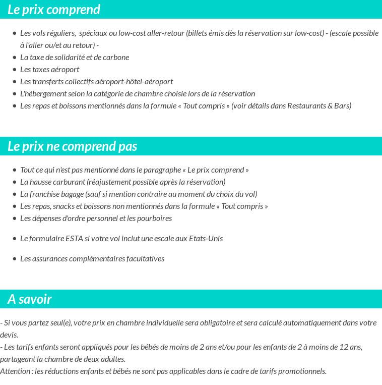 Conditions tarifaires