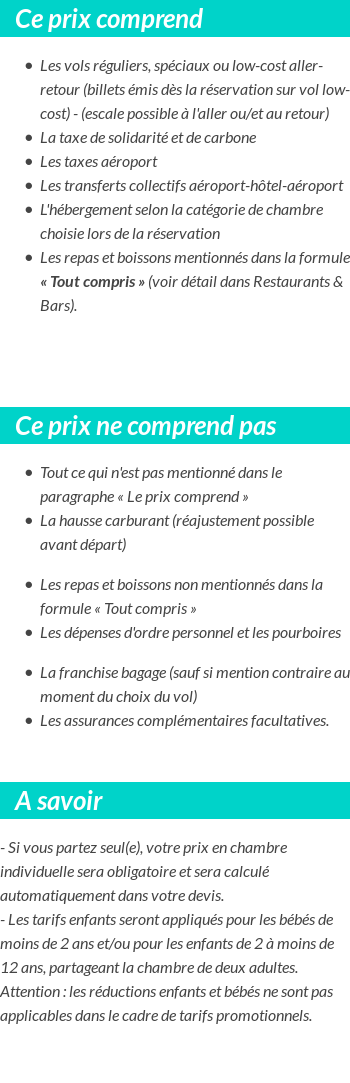 Conditions tarifaires