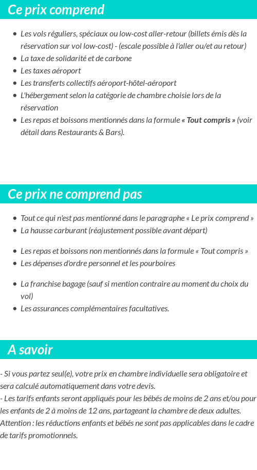 Conditions tarifaires