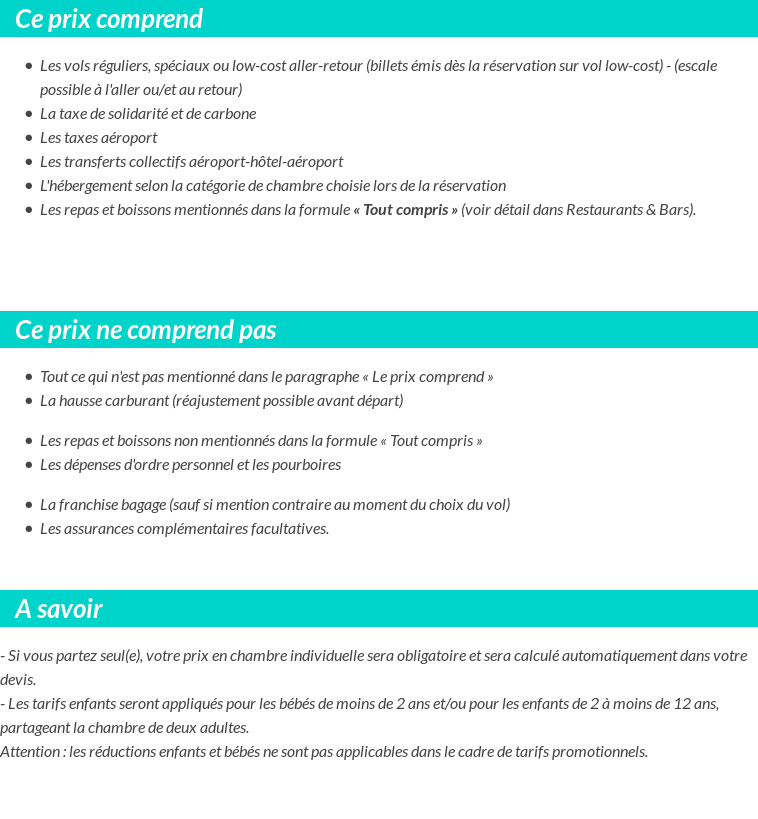 Conditions tarifaires