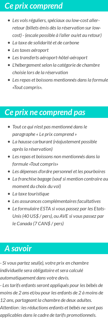 Conditions tarifaires