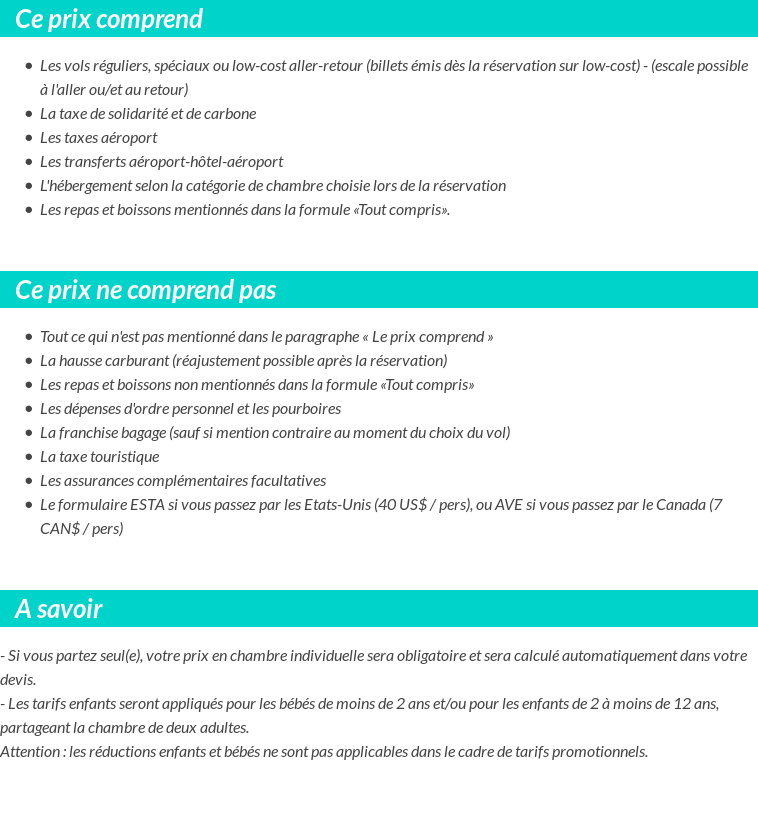 Conditions tarifaires