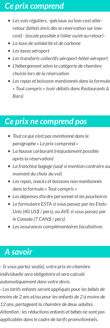 Conditions tarifaires