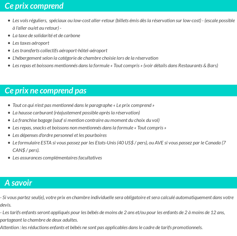 Conditions tarifaires