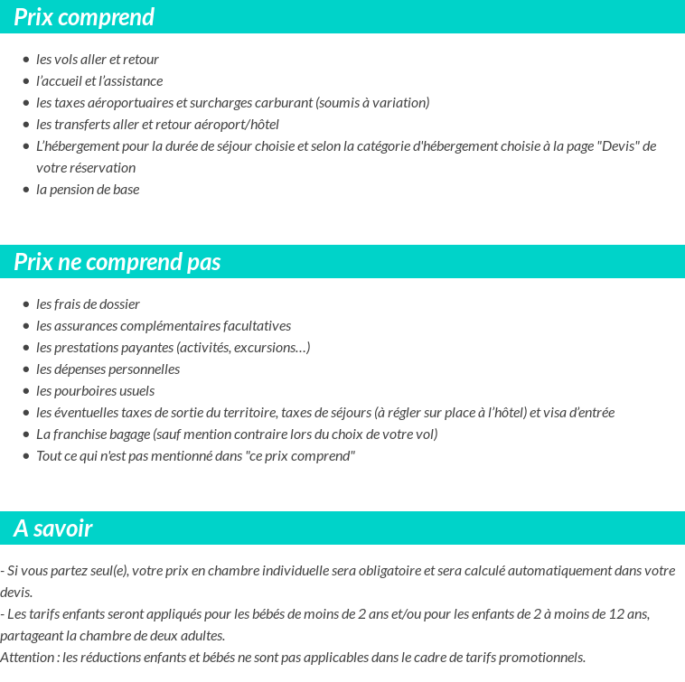 Conditions tarifaires