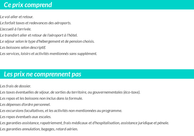 Conditions tarifaires