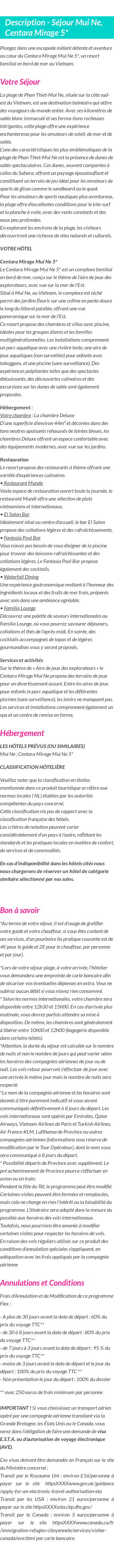 Détails du séjour