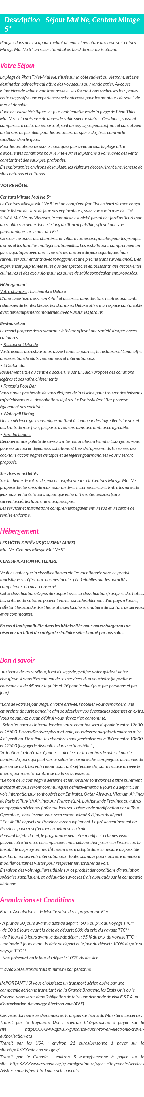 Détails du séjour