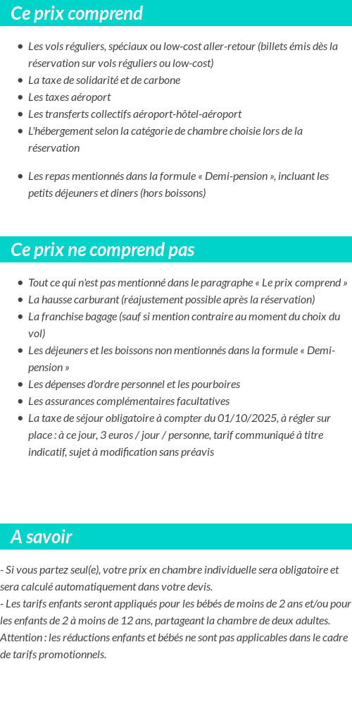 Conditions tarifaires