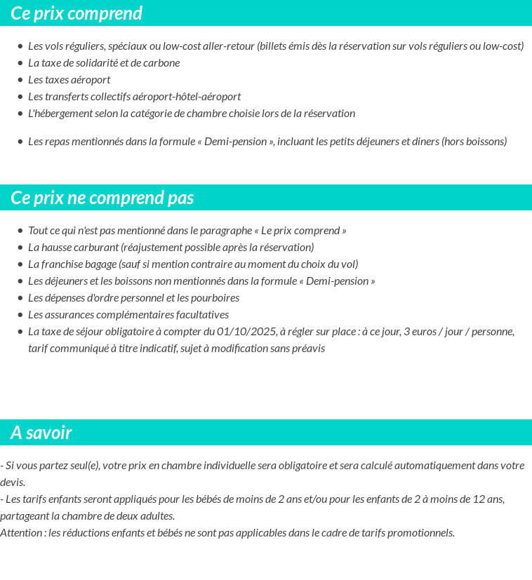 Conditions tarifaires